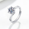 Wholesale Women's S925 Sterling Silver Geometric Snowflake Moissanite Ring With Electroplating