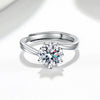 Wholesale Women's S925 Sterling Silver Geometric Snowflake Sixclaw Moissanite Ring Electroplated