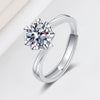 Wholesale Women's S925 Sterling Silver Geometric Snowflake Sixclaw Moissanite Ring Electroplated