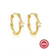 Wholesale Women's S925 Sterling Silver Geometric Spiral Wave Water Drop Thin Earrings With Electroplating