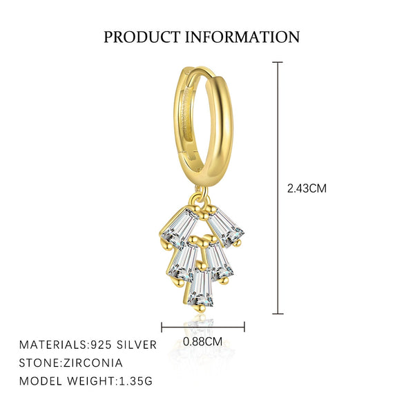 Wholesale Women's S925 Sterling Silver Geometric Square Earrings With Flash Zirconium