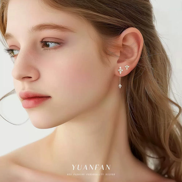 Wholesale Women's S925 Sterling Silver Geometric Square Earrings With Zirconia