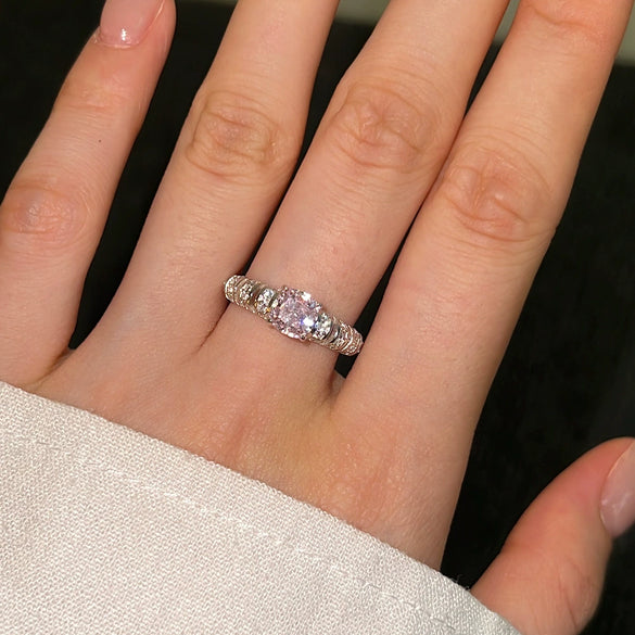 Wholesale Women's S925 Sterling Silver Geometric Square Ice Flower Cut Zircon Ring With Electroplating