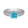 Wholesale Women's S925 Sterling Silver Geometric Square Ice Flower Cut Zircon Ring With Electroplating