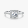 Wholesale Women's S925 Sterling Silver Geometric Square Inlaid Zircon Ring
