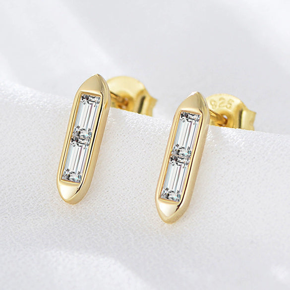 Wholesale Women's S925 Sterling Silver Geometric Square Zircon Earrings Light Luxury Jewelry