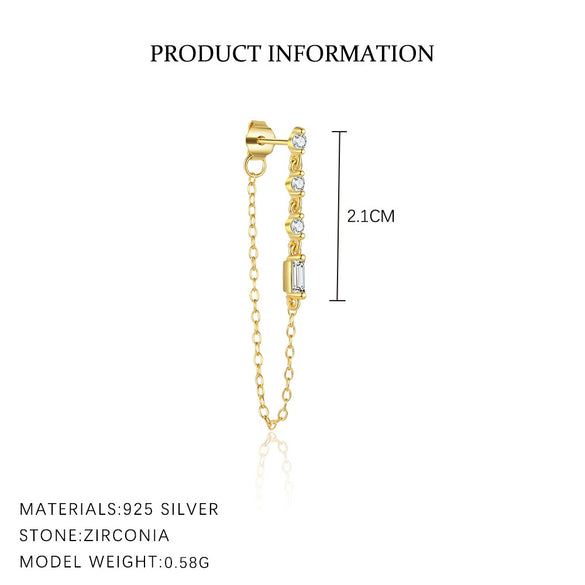 Wholesale Women's S925 Sterling Silver Geometric Square Zircon Earrings Light Luxury Style