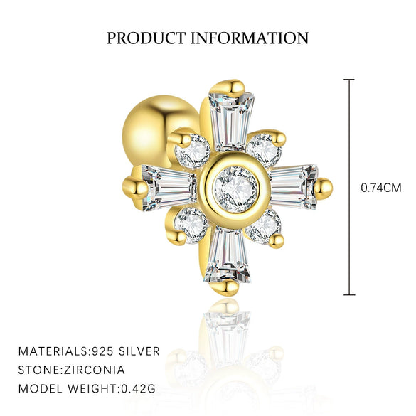 Wholesale Women's S925 Sterling Silver Geometric Square Zircon Earrings