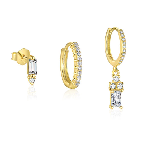 Wholesale Women's S925 Sterling Silver Geometric Square Zircon Earrings