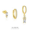 Wholesale Women's S925 Sterling Silver Geometric Square Zircon Earrings