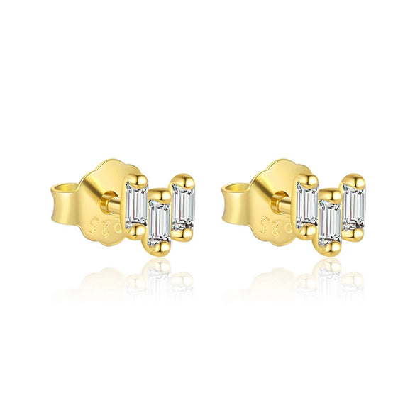 Wholesale Women's S925 Sterling Silver Geometric Square Zircon Earrings