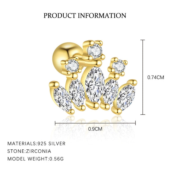 Wholesale Women's S925 Sterling Silver Geometric Square Zircon Earrings