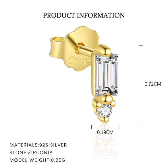 Wholesale Women's S925 Sterling Silver Geometric Square Zircon Earrings
