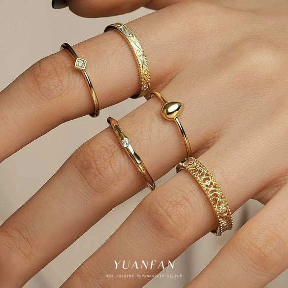 Wholesale Women's S925 Sterling Silver Geometric Square Zirconium Ring