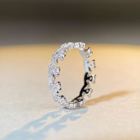 Wholesale Women's S925 Sterling Silver Geometric Stacked Lace Ring With Electroplating