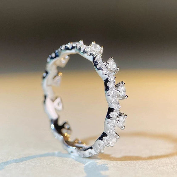 Wholesale Women's S925 Sterling Silver Geometric Stacked Lace Ring With Electroplating