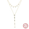 Wholesale Women's S925 Sterling Silver Geometric Stacked Tie Clavicle Chain Necklace Electroplated Jewelry