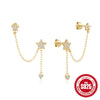 Wholesale Women's S925 Sterling Silver Geometric Star Tassel Chain Ear Stud Stacking Earrings