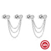Wholesale Women's S925 Sterling Silver Geometric Star Tassel Chain Ear Stud Stacking Earrings