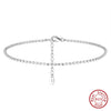Wholesale Women's S925 Sterling Silver Geometric Striped Bead Anklet
