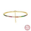 Wholesale Women's S925 Sterling Silver Geometric Style Electroplated Adjustable Tennis Bracelet