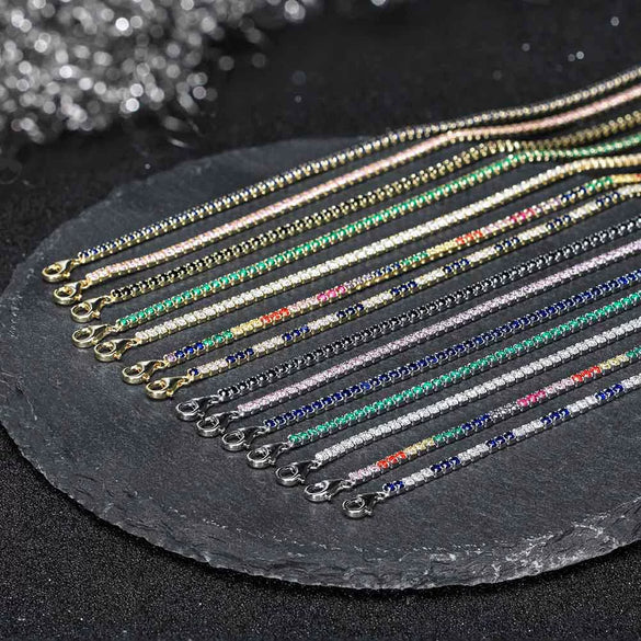 Wholesale Women's S925 Sterling Silver Geometric Style Electroplated Adjustable Tennis Bracelet