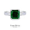 Wholesale Women's S925 Sterling Silver Geometric Style Emerald Cut Zircon Ring With High Carbon Diamond
