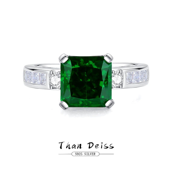 Wholesale Women's S925 Sterling Silver Geometric Style Emerald Cut Zircon Ring With High Carbon Diamond