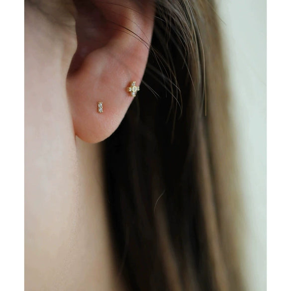 Wholesale Women's S925 Sterling Silver Geometric Style Goldplated Zirconia Earrings