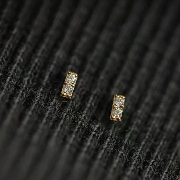 Wholesale Women's S925 Sterling Silver Geometric Style Goldplated Zirconia Earrings