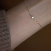 Wholesale Women's S925 Sterling Silver Geometric Style Single Diamond Bracelet 14K Plated Gold
