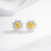 Wholesale Women's S925 Sterling Silver Geometric Sunflower Earrings With High Carbon Diamond And Electroplating