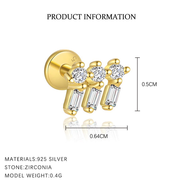 Wholesale Women's S925 Sterling Silver Geometric Tassel Pendant Zircon Earrings