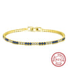 Wholesale Women's S925 Sterling Silver Geometric Tennis Chain Bracelet With Blue Zirconium Electroplated