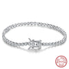 Wholesale Women's S925 Sterling Silver Geometric Tennis Chain Bracelet With Electroplating