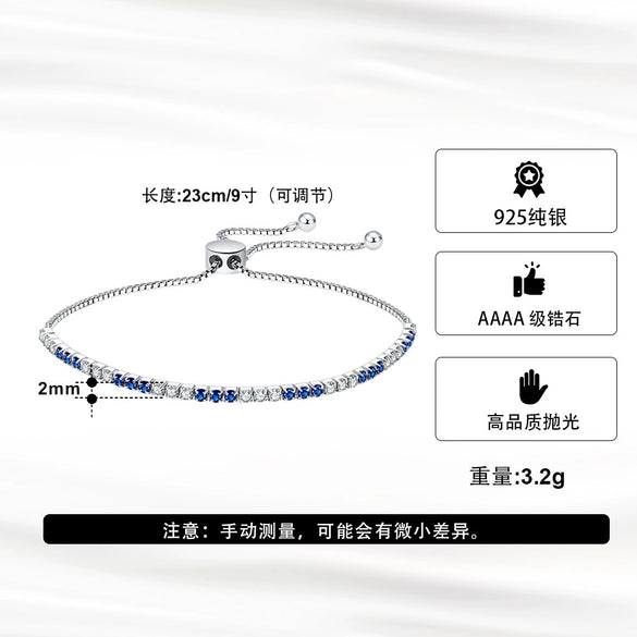 Wholesale Women's S925 Sterling Silver Geometric Tennis Chain Bracelet With Electroplating