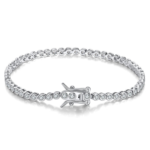 Wholesale Women's S925 Sterling Silver Geometric Tennis Chain Bracelet With Electroplating
