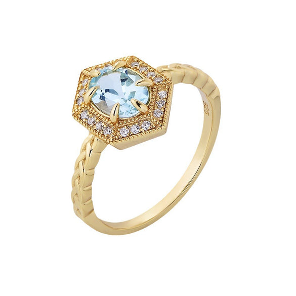 Wholesale Women's S925 Sterling Silver Geometric Topaz Ring Bracelet