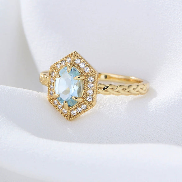 Wholesale Women's S925 Sterling Silver Geometric Topaz Ring Bracelet