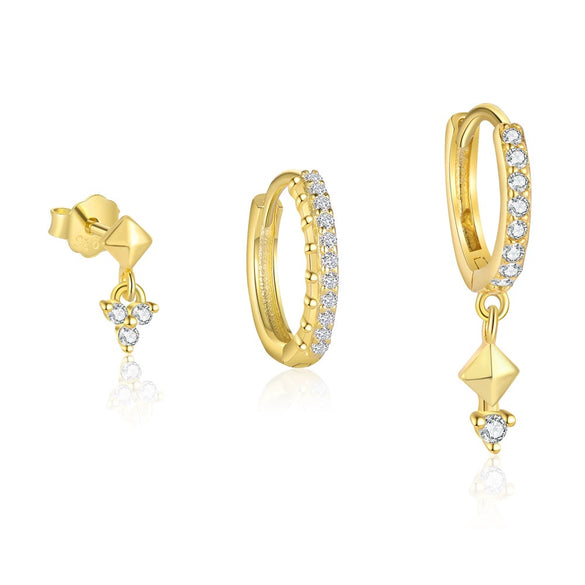 Wholesale Women's S925 Sterling Silver Geometric Triangle Earrings With Zirconia Treatment