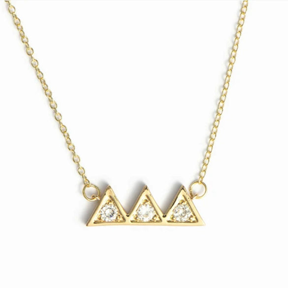 Wholesale Women's S925 Sterling Silver Geometric Triangle Twisted Peak Pendant Necklace With O Chain Electroplated