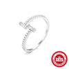Wholesale Women's S925 Sterling Silver Geometric Twist Zircon Open Finger Ring With Electroplating