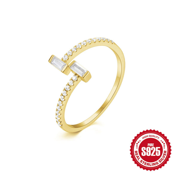 Wholesale Women's S925 Sterling Silver Geometric Twist Zircon Open Finger Ring With Electroplating