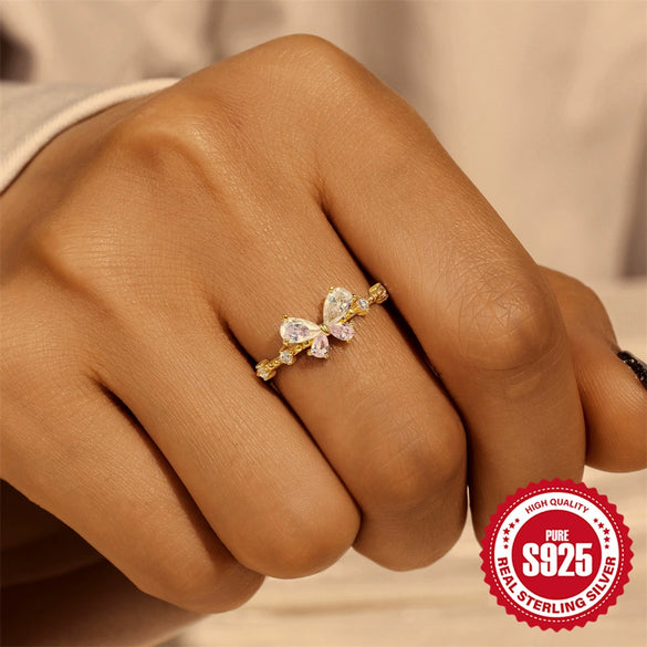 Wholesale Women's S925 Sterling Silver Geometric Twist Zircon Open Finger Ring With Electroplating