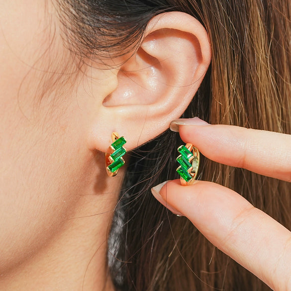 Wholesale Women's S925 Sterling Silver Geometric Ushaped And Drop Shape Zircon Earrings