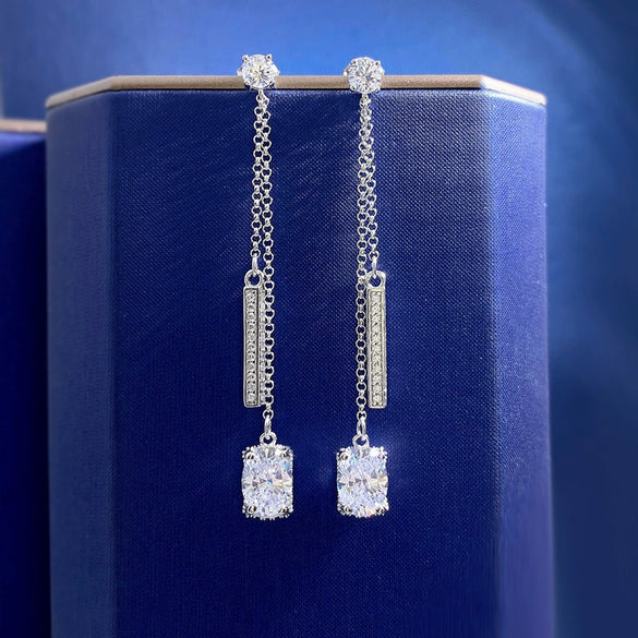 Wholesale Women's S925 Sterling Silver Geometric Ushaped And Drop Shape Zircon Earrings