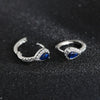 Wholesale Women's S925 Sterling Silver Geometric Water Drop Holding Earrings With 8A Zirconia And Sapphire Electroplated
