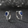 Wholesale Women's S925 Sterling Silver Geometric Water Drop Holding Earrings With 8A Zirconia And Sapphire Electroplated