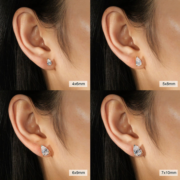 Wholesale Women's S925 Sterling Silver Geometric Water Drop Shaped Electroplated Zircon Earrings