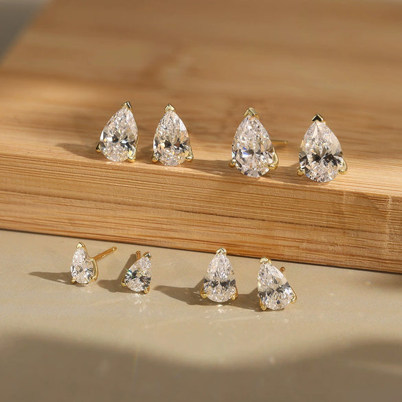 Wholesale Women's S925 Sterling Silver Geometric Water Drop Shaped Electroplated Zircon Earrings
